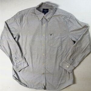 American Eagle Shirt Mens L Gray Casual Button Up Long Sleeve